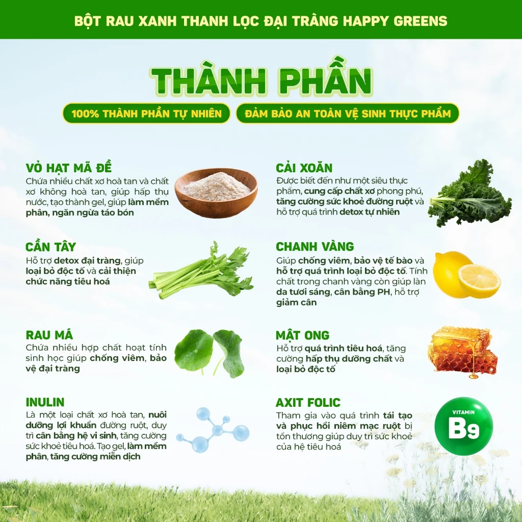 Thành phần 100% tự nhiên, an toàn với mọi người 