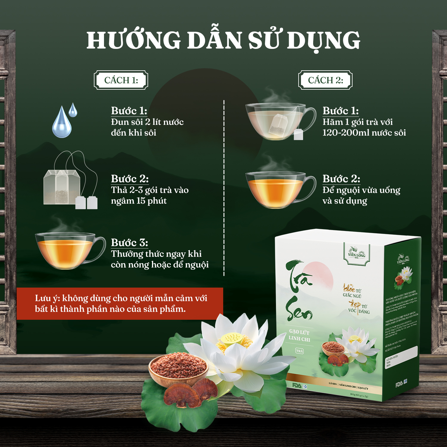 Hướng dẫn sử dụng trà sen gạo lứt linh chi
