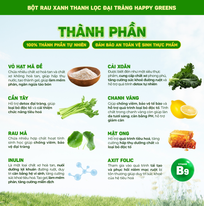 Thành phần có trong Happy Greens