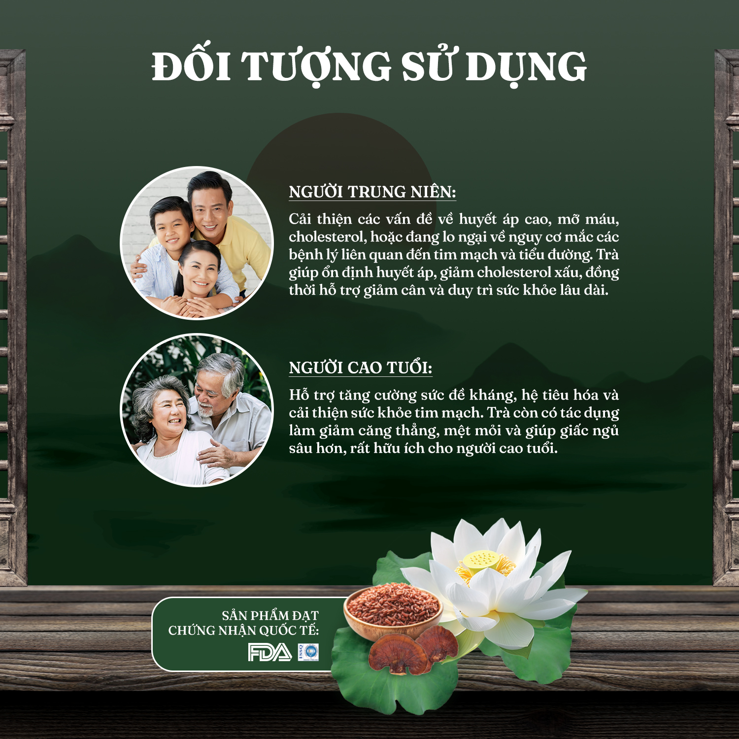 Đối tượng sử dụng trà sen gạo lứt linh chi