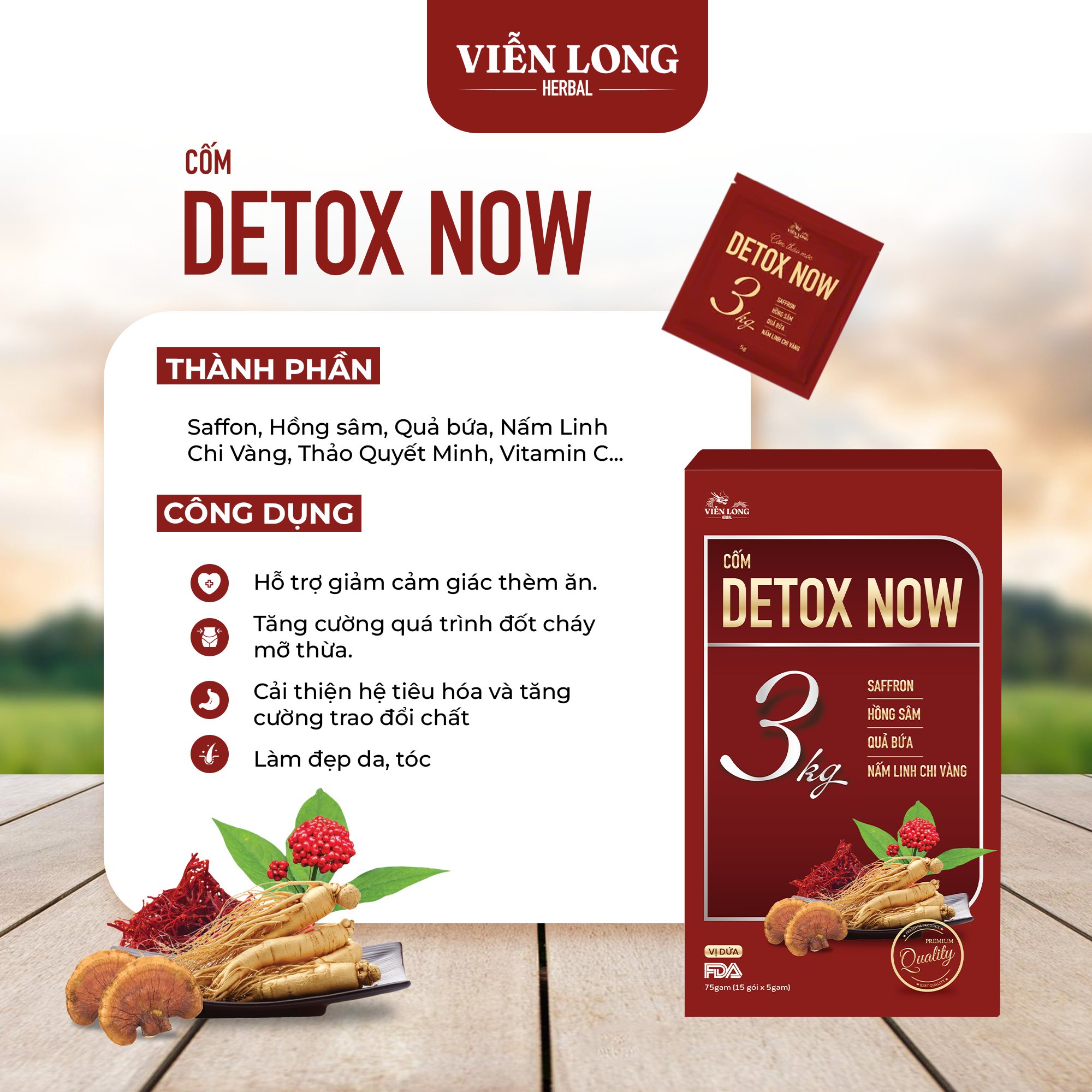 Thành phần tự nhiên có trong Cốm Detox Now
